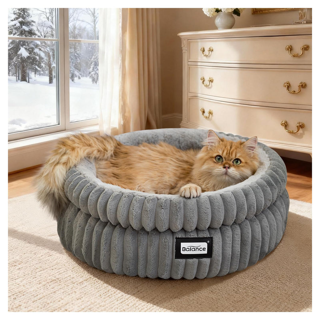 Washable Round Plush Cat Bed H102085