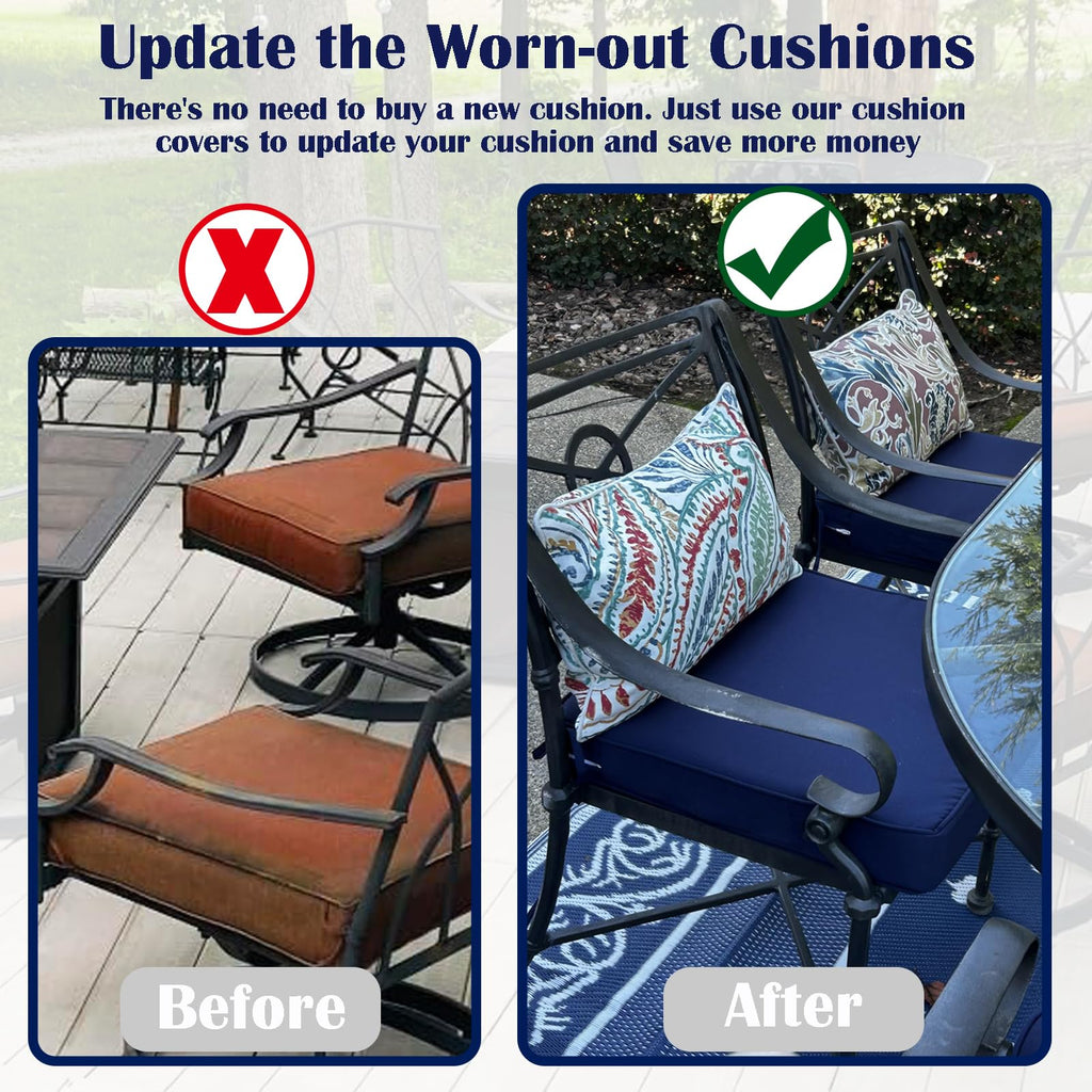 Patio Cushion Covers 16x16x2.5 Navy Blue 2 Packs K487862