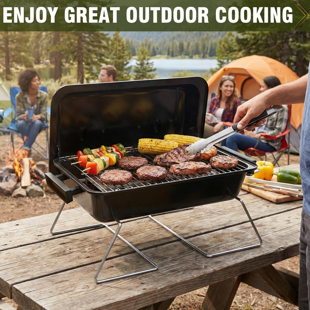 Portable Propane Gas Grill with Foldable Legs B805