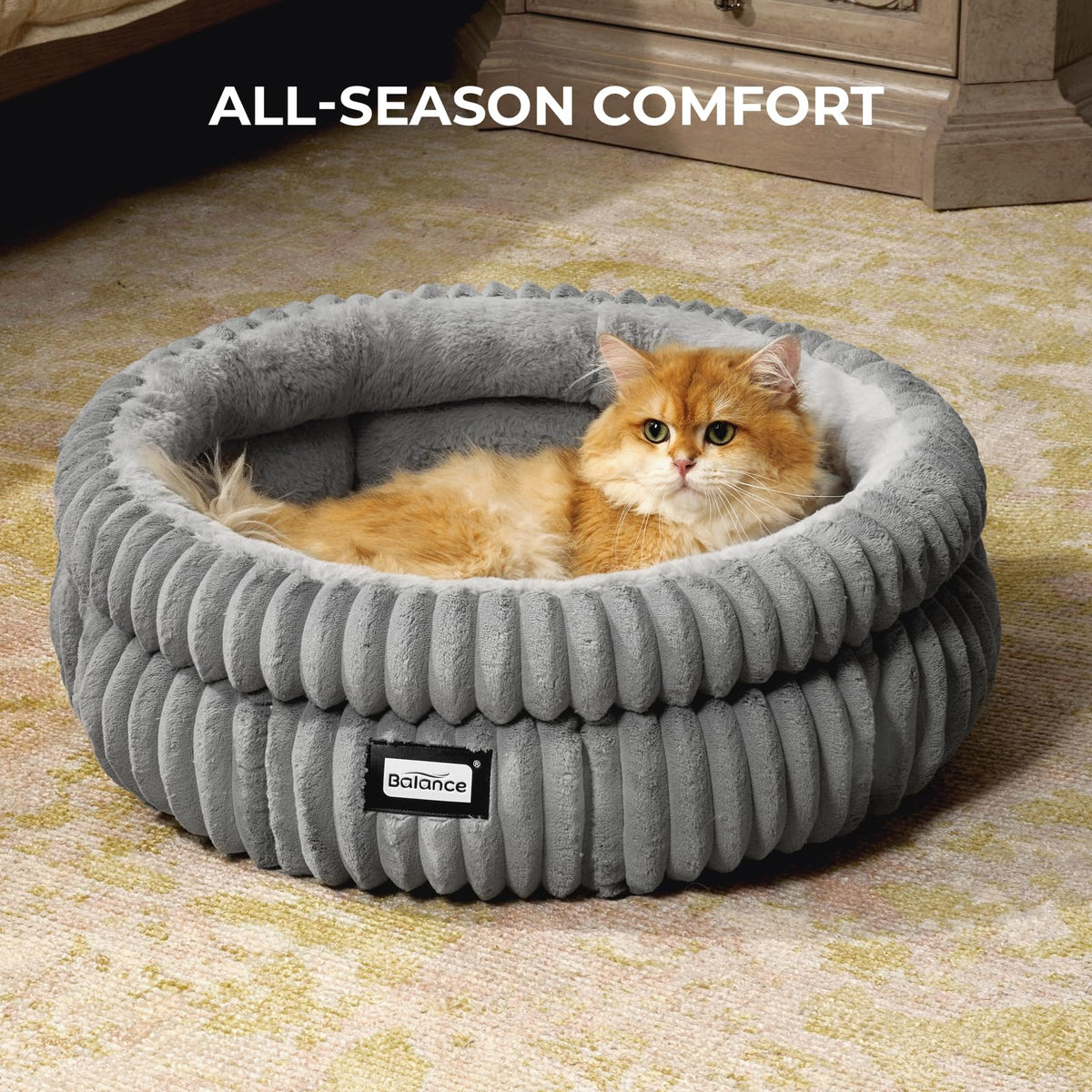 Washable Round Plush Cat Bed H102085