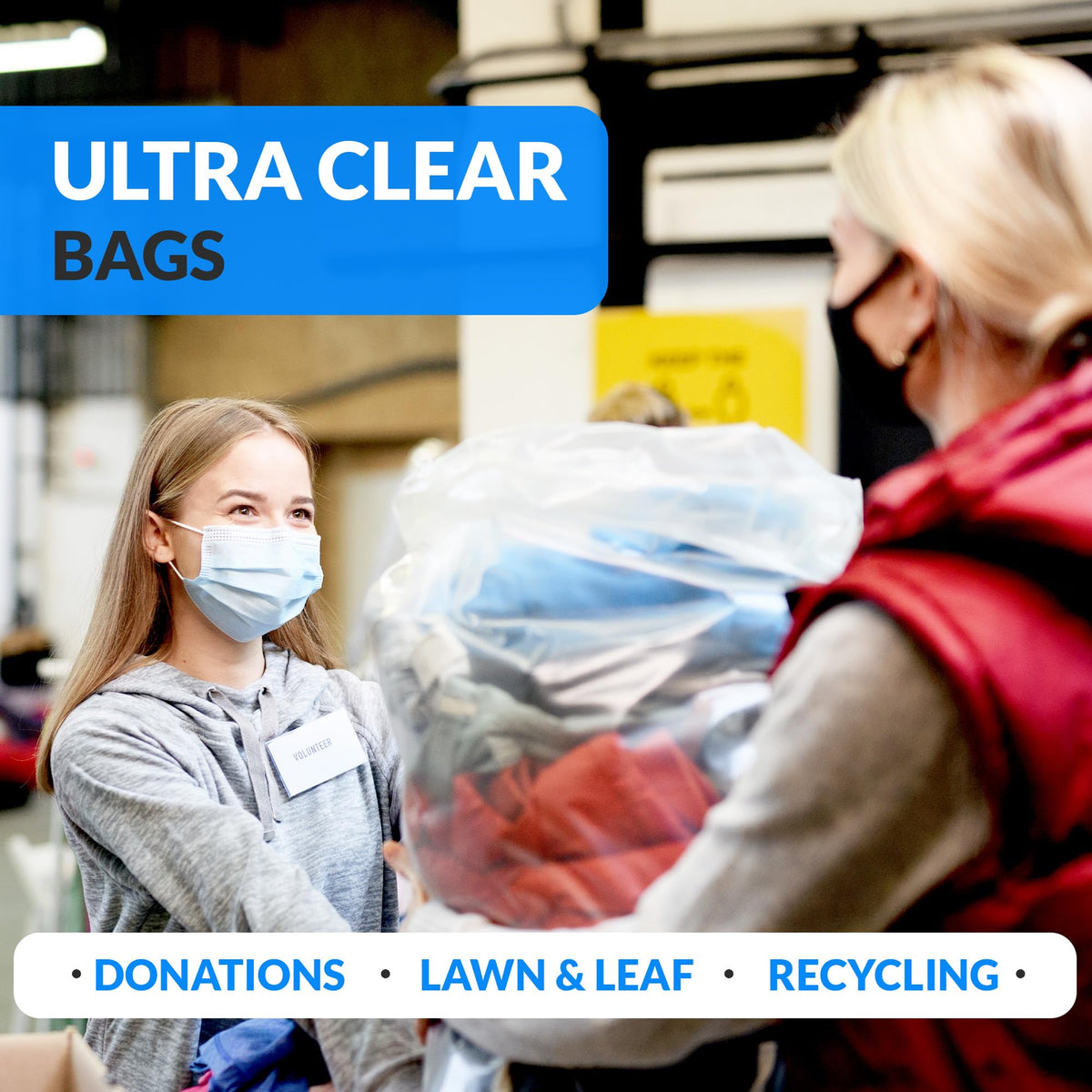 55-60 Gallon Heavy Duty Clear Trash Bags with Ties T781976
