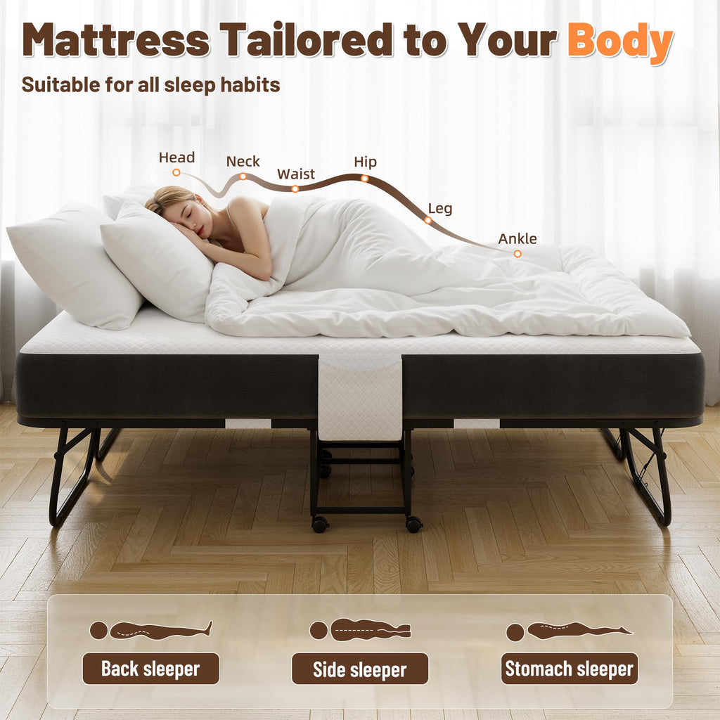 Full Size Folding Bed with Memory Foam Mattress U41469