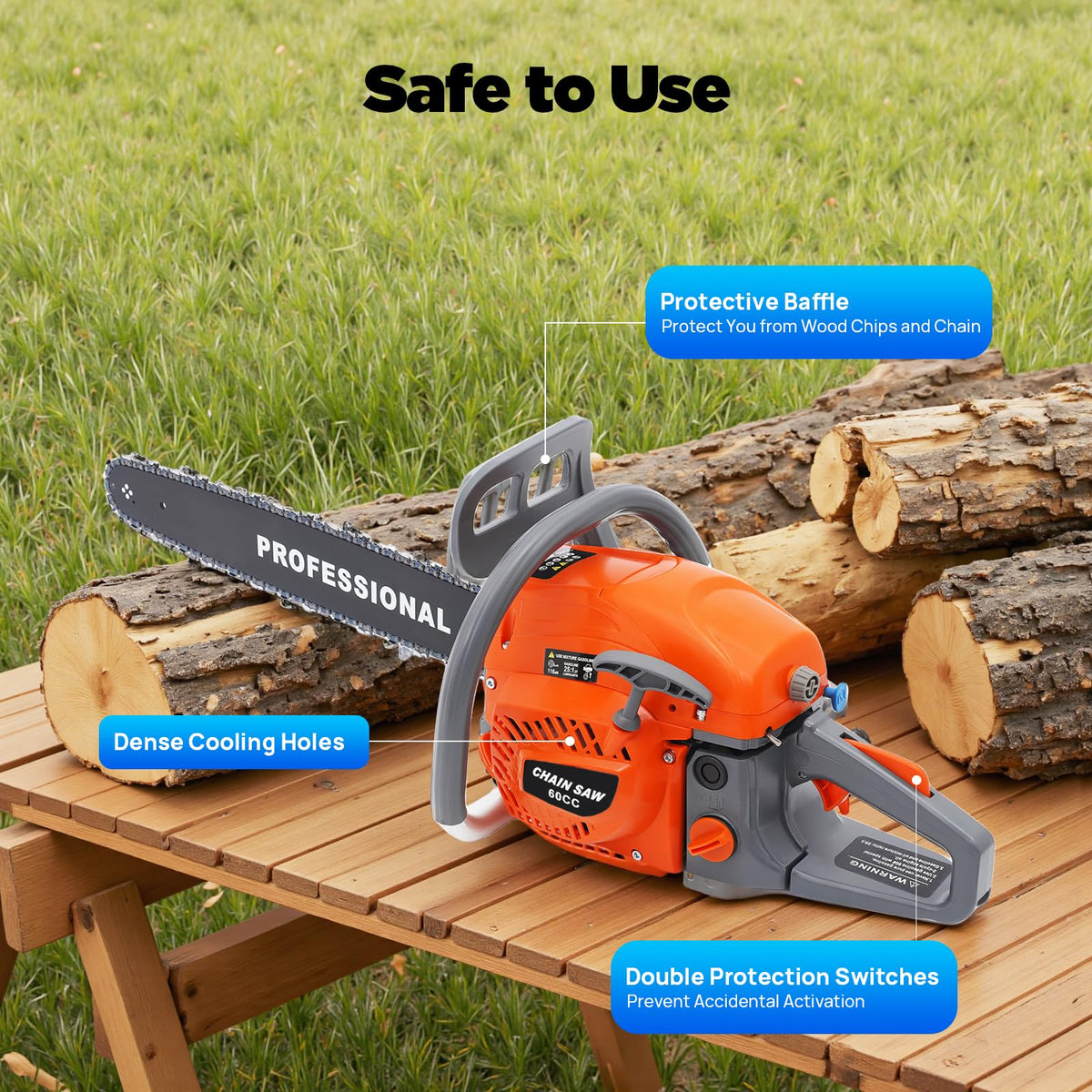 22 Inch 62cc 2-Stroke Gas Chainsaw H90629