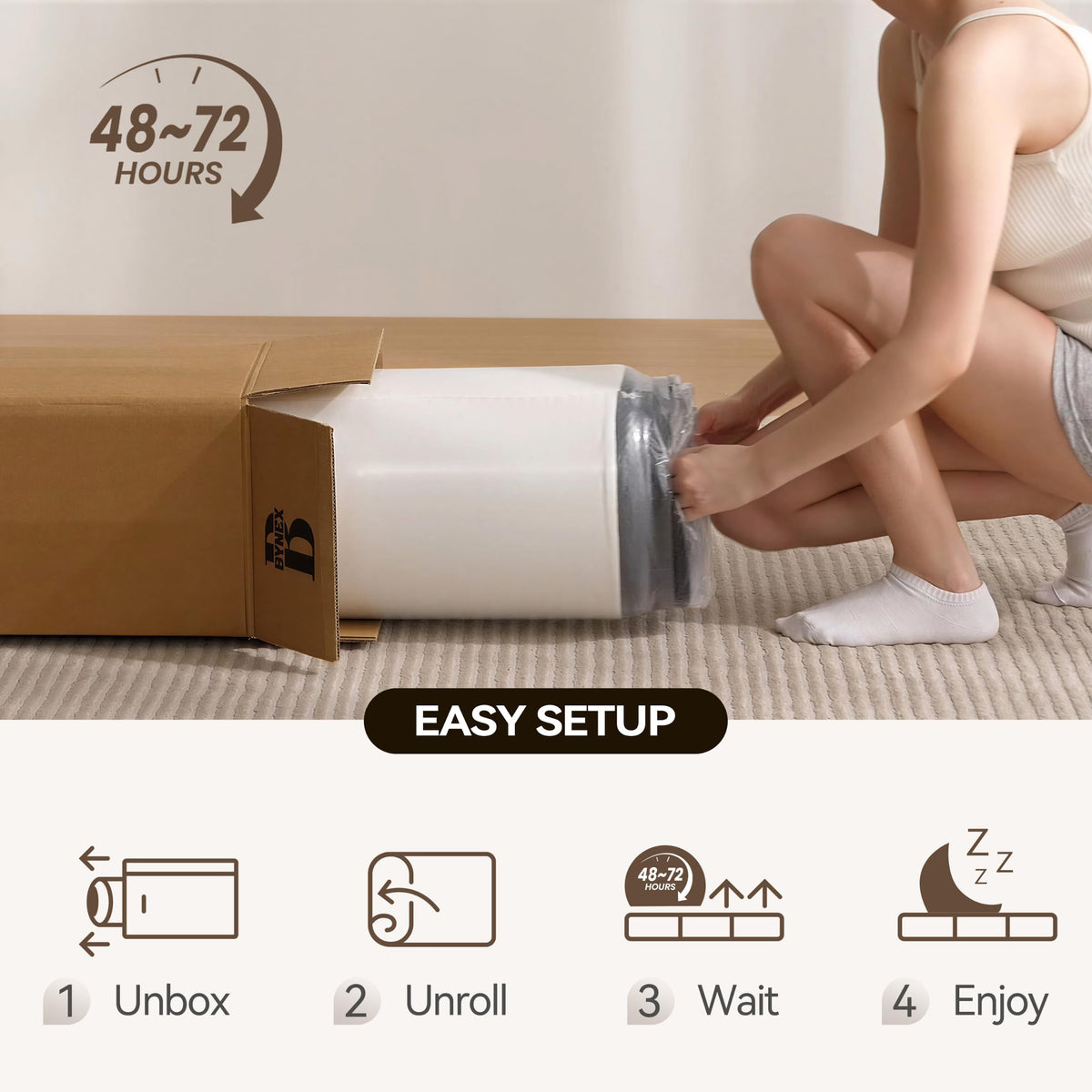 6 Inch Tri Fold Memory Foam Queen Mattress with Washable Cover U70544