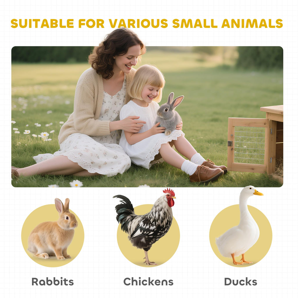 White Wooden Rabbit Hutch with Ramp N84984
