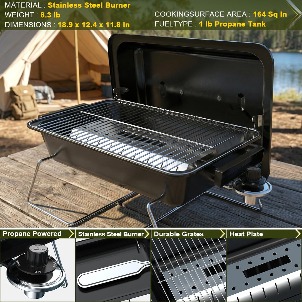 Portable Propane Gas Grill with Foldable Legs B805