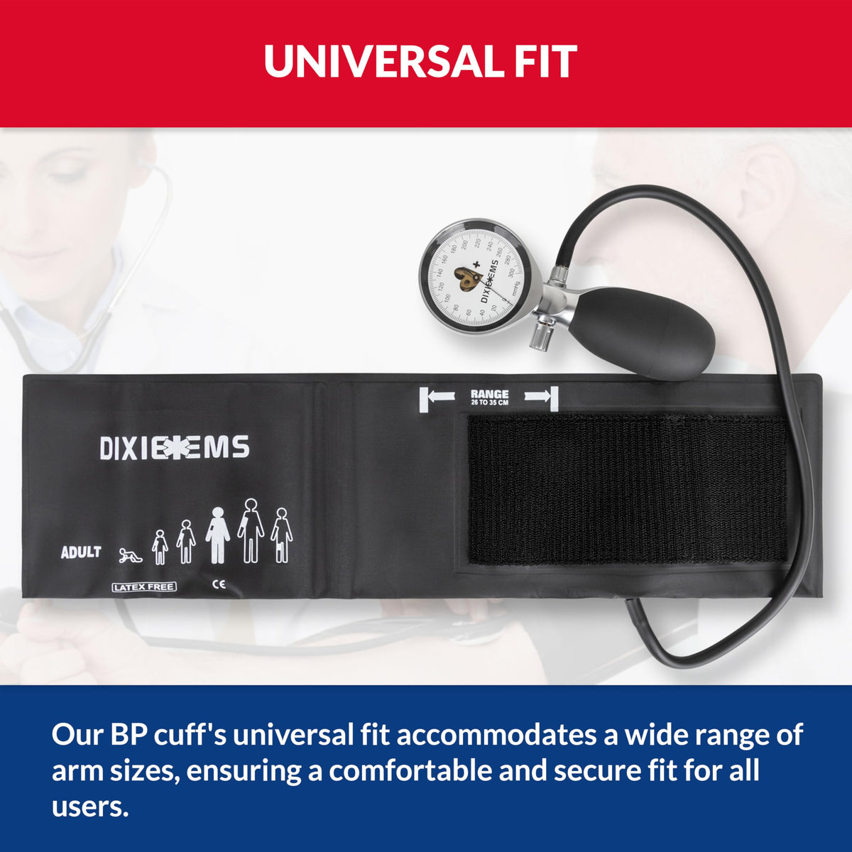 Black Aneroid Sphygmomanometer Blood Pressure Cuff W54771