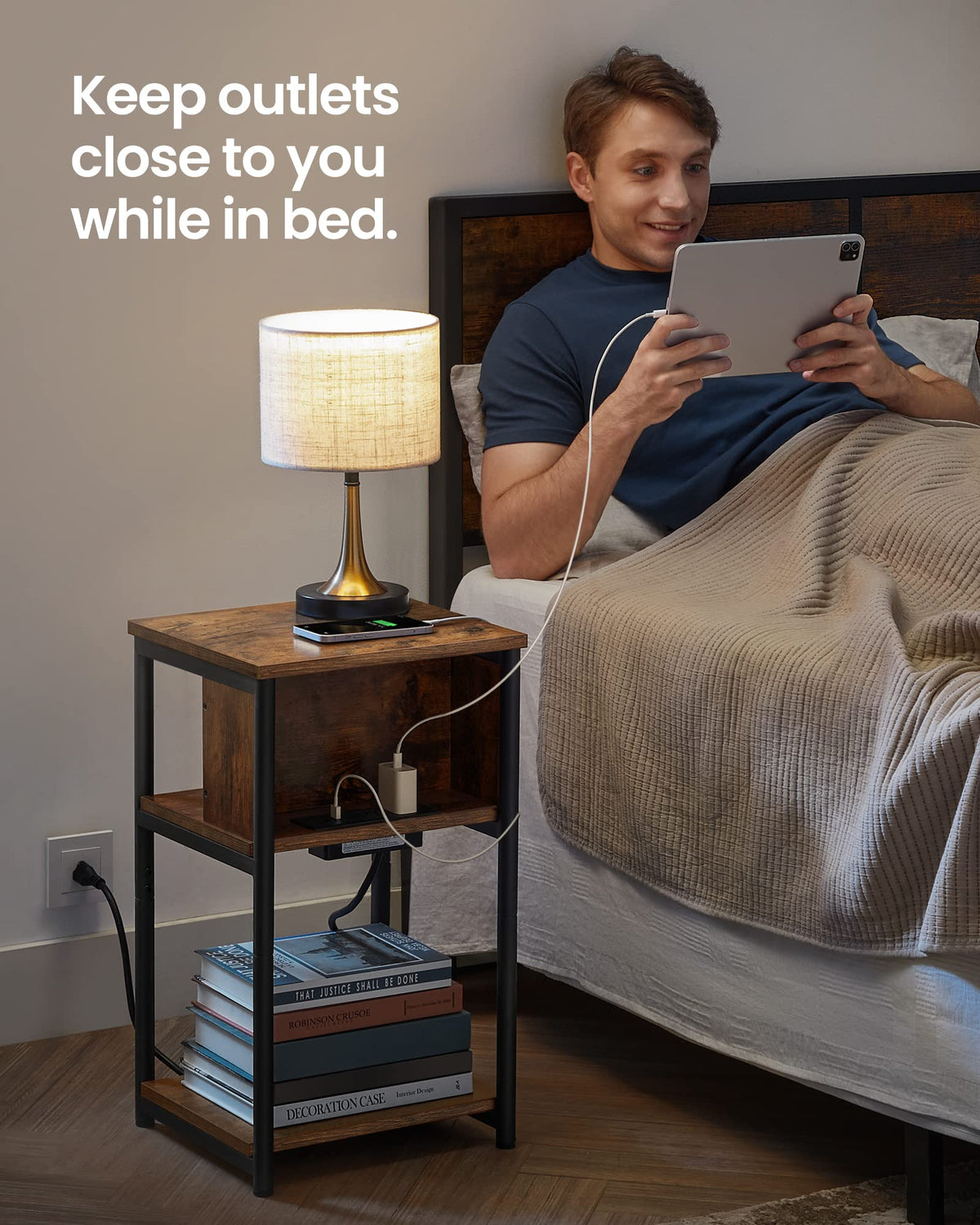 Side Table with Charging Station E38456