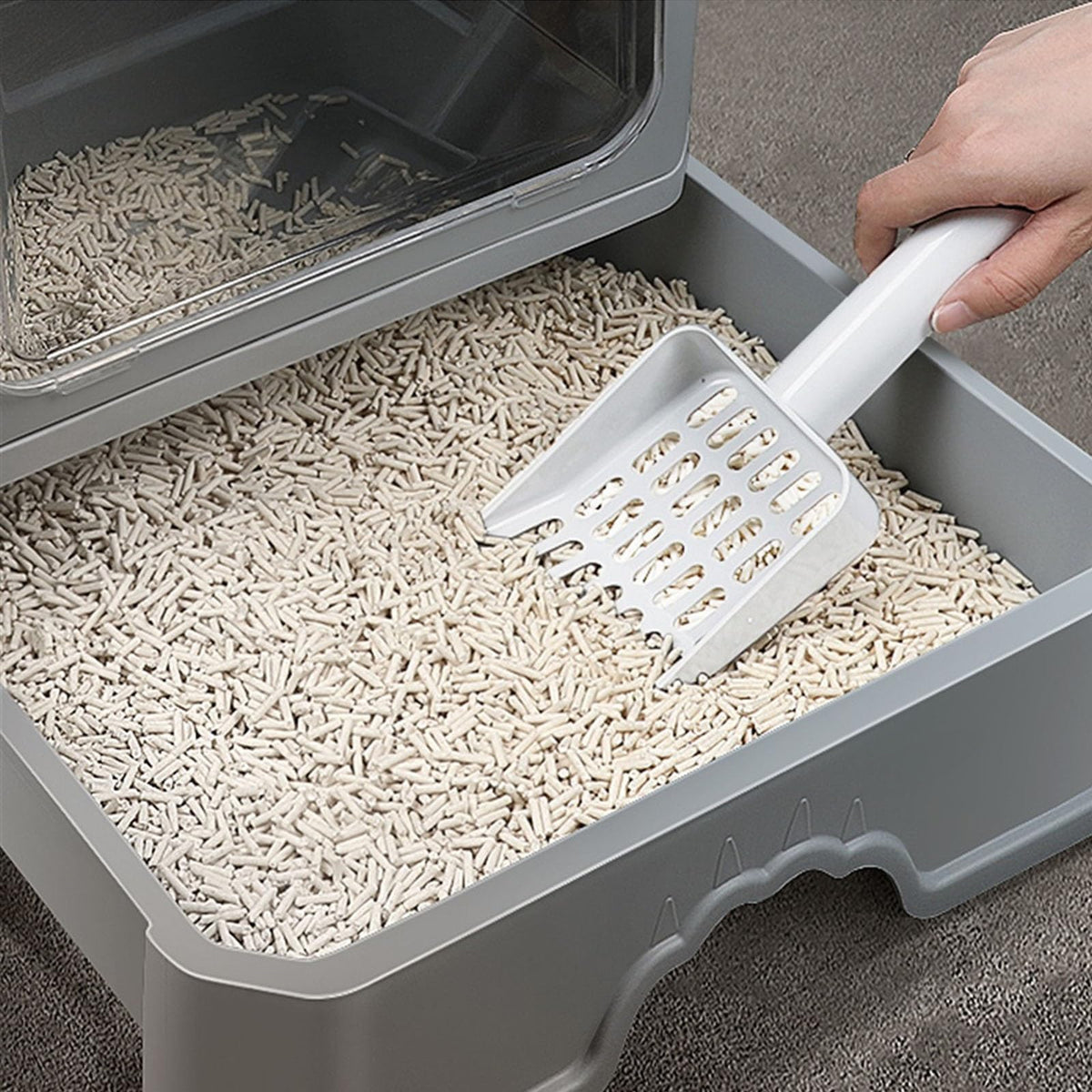 Enclosed Foldable Cat Litter Box with Lid V43816