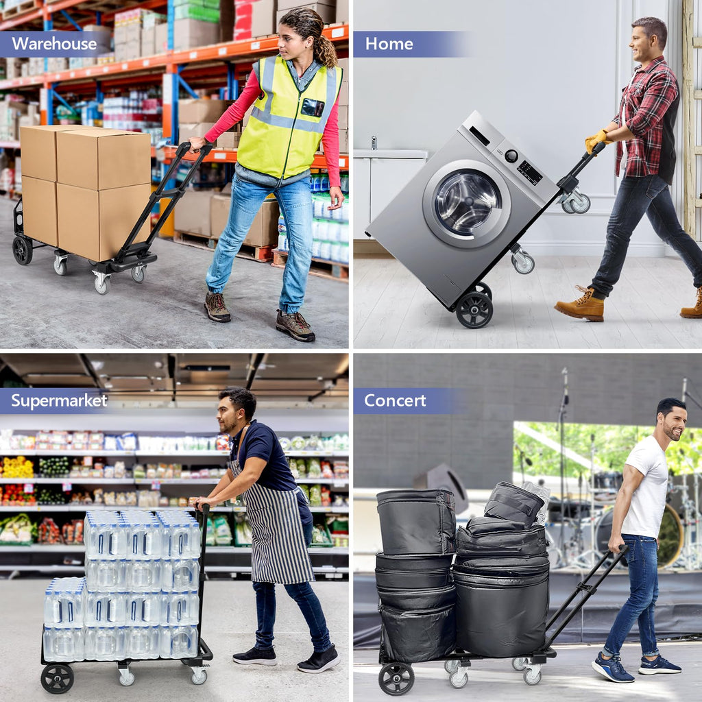 3-in-1 Convertible Dolly Cart 600LB Hand Truck with 6 Wheels P743330