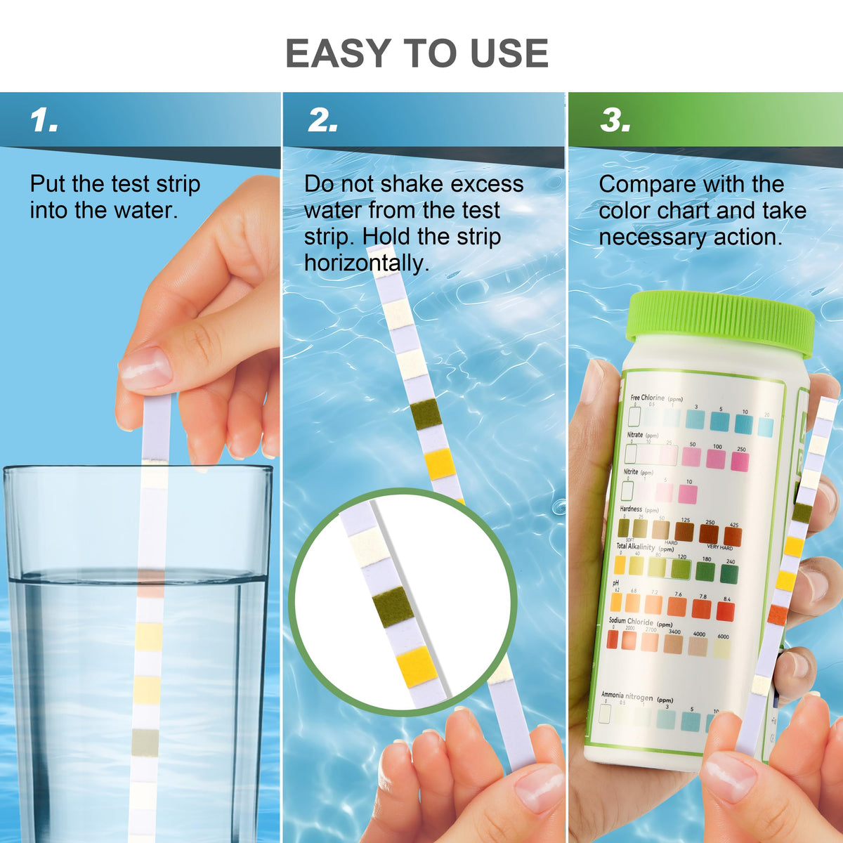 Aquarium Ammonia Test Strips 8-in-1 100 Strips W7870