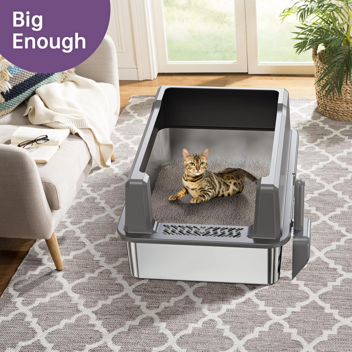 Stainless Steel Litter Box with Lid L342