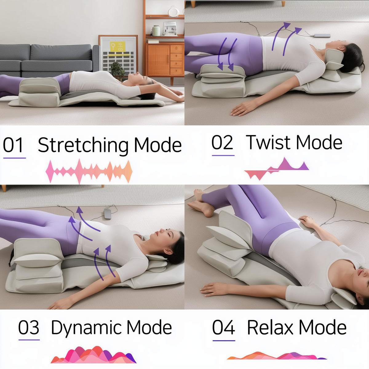 Full Body Stretching Massage Mat, 26 Air Cells, 7 Modes F37622