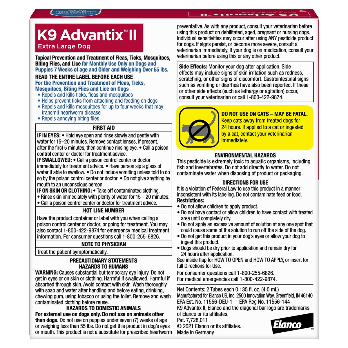 Flea, Tick & Mosquito Treatment & Prevention for Dogs Over 55 lbs C435202