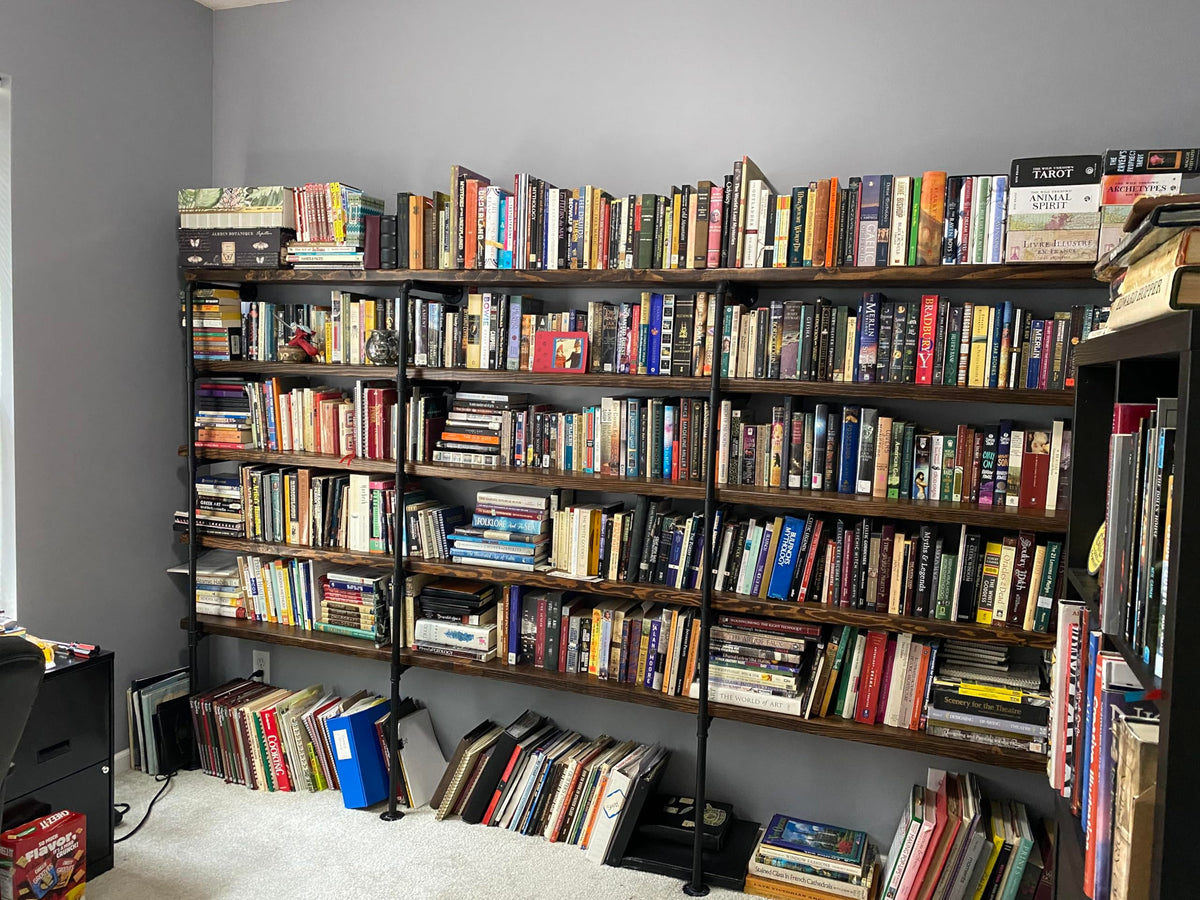 Industrial Pipe 5-Tier Wall Mount Bookshelf R734