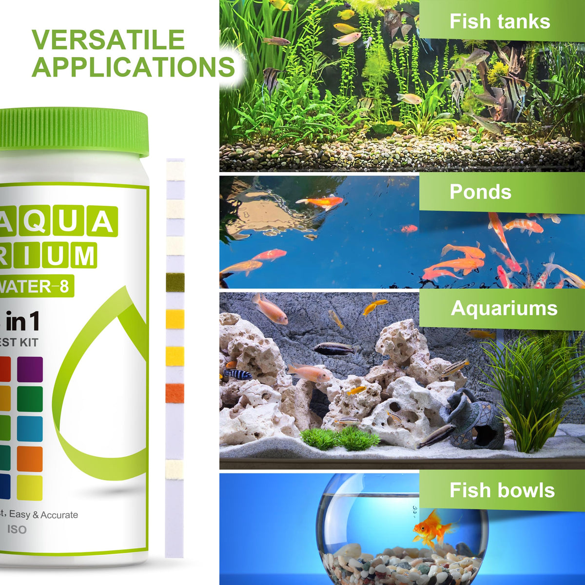 Aquarium Ammonia Test Strips 8-in-1 100 Strips W7870