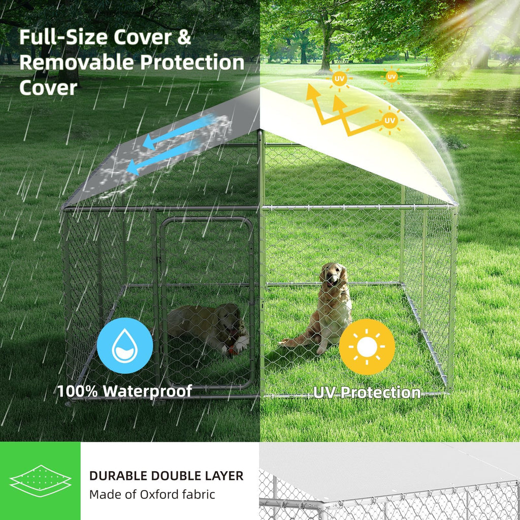 10x10FT Heavy Duty Outdoor Dog Kennel with Roof E712557