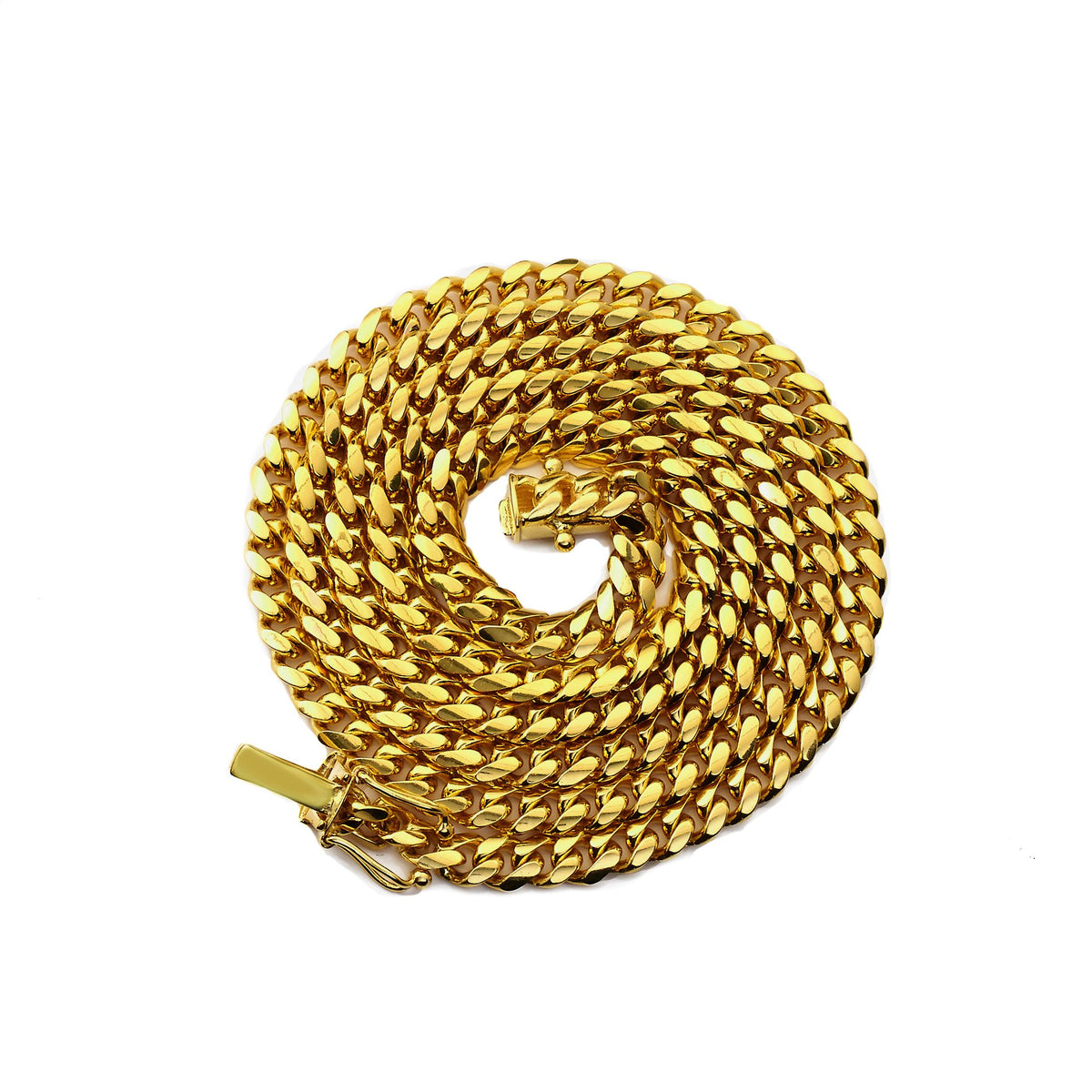10K Yellow Gold 4mm Cuban Link Chain Necklace B2584