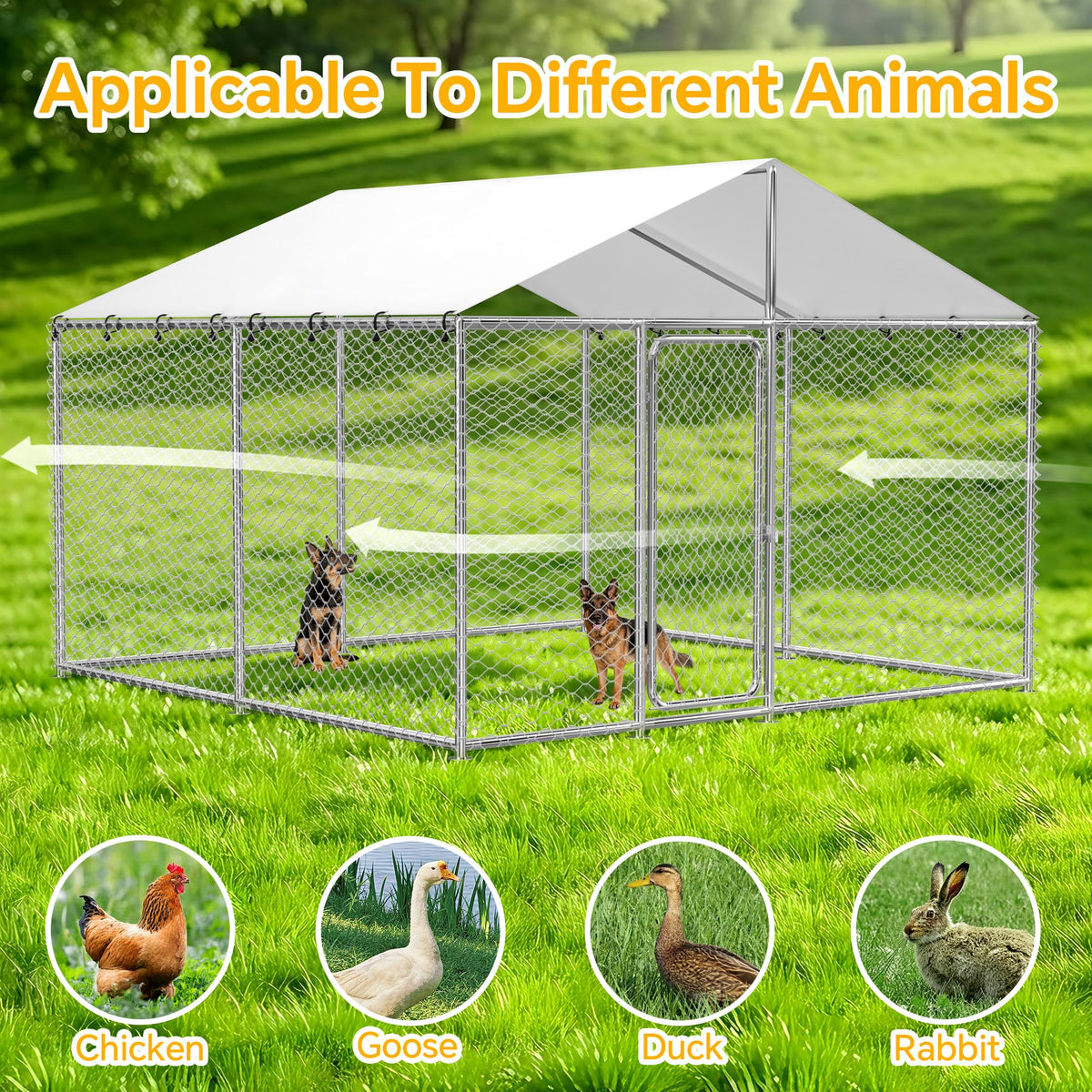 10x10FT Heavy Duty Outdoor Dog Kennel with Roof E712557