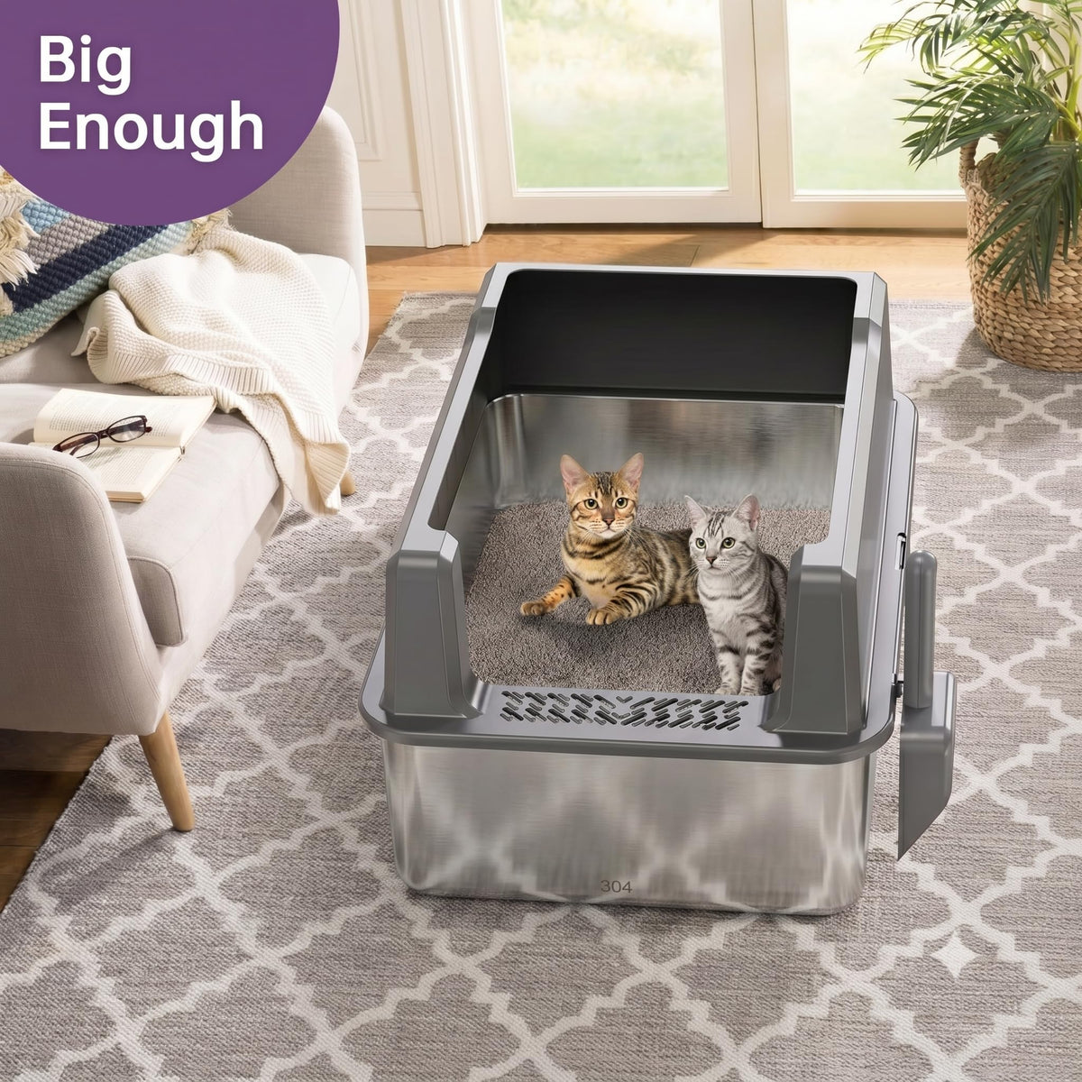 Stainless Steel Litter Box with Lid L342